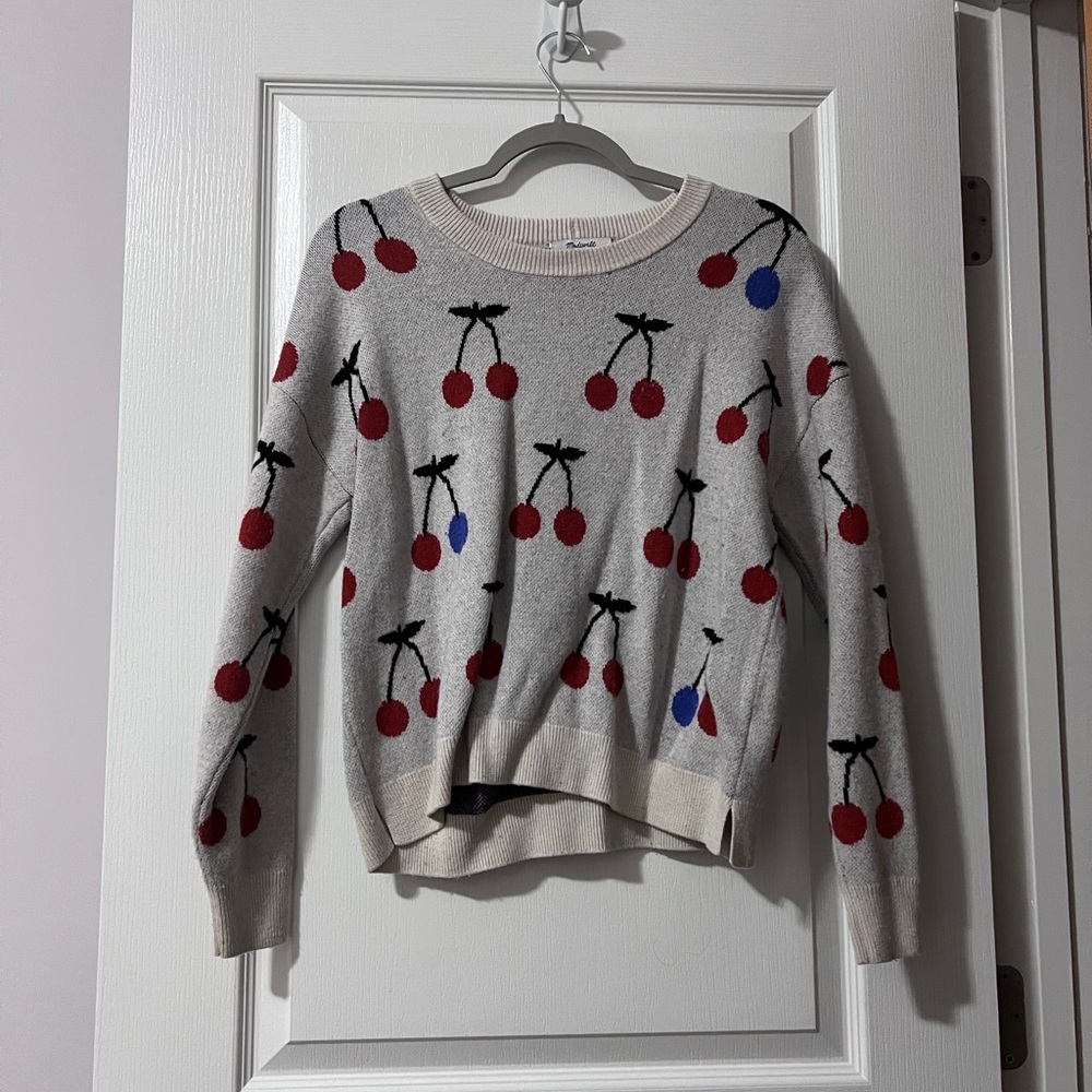 Madewell Cherry Jacquard Pullover Sweater